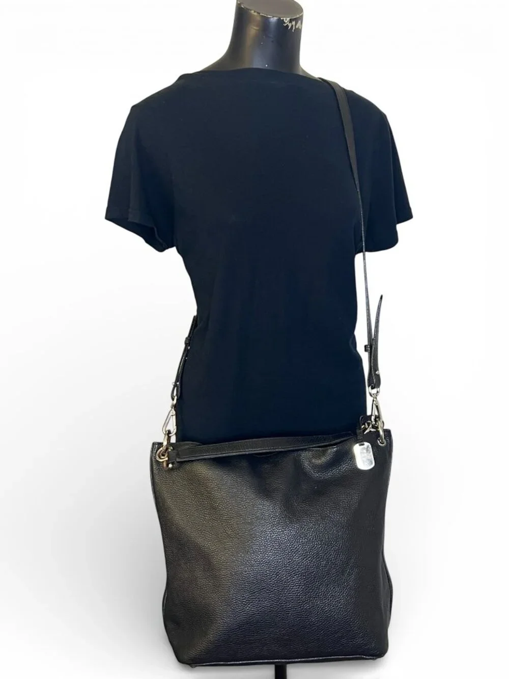 Furla Black Leather Hobo Bag With Removable Shoulder Strap & Silver Hardware